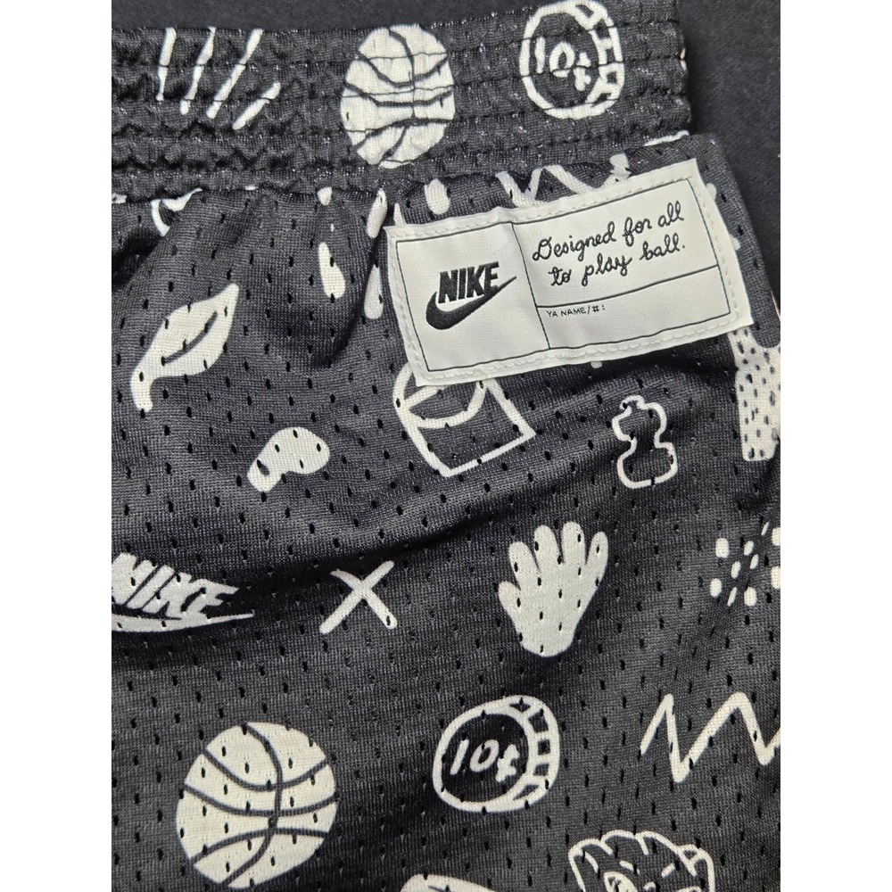Nike Ball For All Mesh Basketball Shorts Black Doodle Print Size 5 86J778-023 - Picture 7 of 7